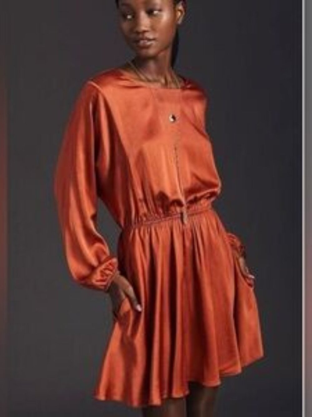 Anthropologie Caballero Long Sleeve Satin Mini Dress – Size Small